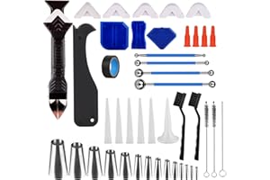 BeiLan 44Pcs Spatola per Silicone Sigillante, 3 in 1 Professionale Strumenti per Silicone per Rimuovere il silicone ostinato, Blu Calafataggio Raschietto, Ugelli Sigillati in Acciaio Inossidabile