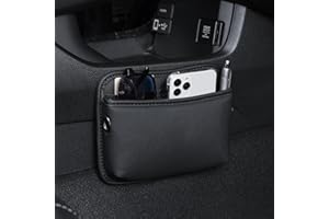 WITFAMILY PU Leather Car Organiser - Front Seat Side Pocket Storage Box, Gap Filler for Mobile Phones, Cards, Keys, Sunglasses (Black)