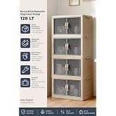 Kitchen Life 4'L&uuml; Portatif Istiflenebilir Organizer Dolap- Banyo Mutfak Dolapları Saklama Kutu,Bej