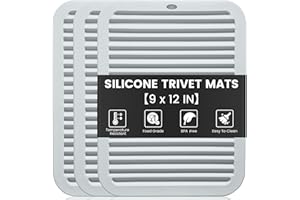 TOPULORS 3 Pack Silicone Trivets for Hot Pots and Pans 23x30cm Heat Resistant Trivet Mat Hot Pads for Kitchen Worktops Multipurpose Non-Slip Heatproof Potholders Pot Holders Trivets for Dishes - Grey