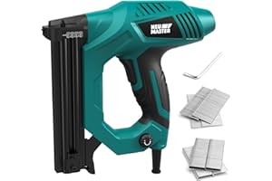 NEU MASTER Electric Nail Gun/Staple Gun,Brad Nailer for Upholstery, Carpentry & Woodworking Projects, Staples 300pcs & Nails 100pcs Included,Uses 18G Nails and Type90 Staples