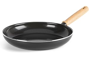 GreenChef Vintage Poêle à Frire en Céramique Antiadhésive de 26 cm, Poignée à Apparence en Bois, Sans PFAS, Compatibles avec l'Induction, Va au Four, Va au Lave-Vaisselle, Gris