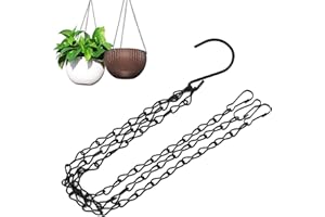 FANGEHONG 3 Pack Hanging Chain with Hooks, Flower Pot Chains for Hanging Plants, Metal Hanging Basket Replacement Chain with 3 Point for Bird Feeders Planters (Black)