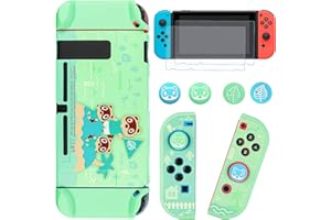 DLseego Custodia Protettiva per Switch, Slim Grip Cover con 2 protezioni schermo e 4 Copripollice, Design Antiurto e Antigraffio, Split Hard Shell Compatibile con Switch e Joy Con - Verde