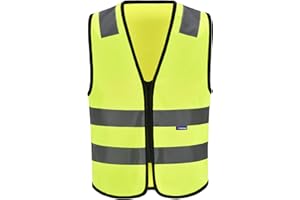 AYKRM Gilet de Securité Réfléchissant Haute visibilité,Gilet Jaune Réfléchissant,Gilet d'équitation, Fluo Moto Auto, Haute Visibilité, EN20471 Conforme à la Norme