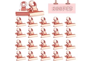 WDJLNZB Bulldog Clips, Mini Clips de Metal, 100 Pcs Pinzas de Metal, 22mm, Binder Paper Clips Pinzas Metal Papel de Bisagra Clip, para Bolsas de Alimentos, Fotos, Fuente de Oficina en el Hogar (Oro rosa)
