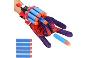 PUSUANZI Spiderman Lance toile spider Gant Spider Gants Spider Jouet Cosplay en Enfants Jouets de Poignet Lanceur de héros (1 jeu-fléchettes rondes)