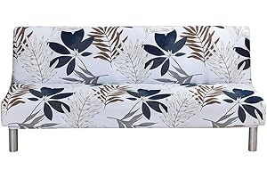 ShowyLive Housse de Canapé sans Accoudoir 3 Places- Housse de Canapé Clic Clac 190x140CM pour Canapé- Extensible Universel Lavable Couverture de Canapé pour Canapé, Fleur