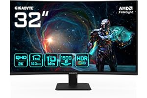 Gigabyte GS32QCA 31,5" Zakrzywiony monitor gier QHD - 2560 x 1440, 180Hz, 1ms, 250 CD/m², FreeSync, HDR Ready, HDMI 2.0, DisplayPort 1.4