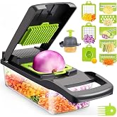 13 Par&ccedil;a Sebze Doğrayıcı, Ultra Keskin Paslanmaz &Ccedil;elik Bı&ccedil;aklar, Geniş Hazneli, Salata Yapıcı, D&uuml;z, K&uuml;p Spiral &Ccedil;oklu Şekiller