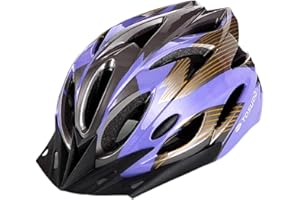 FeMereina Casco de Bicicleta Casco para Hombres y Mujeres Adultos Casco de Ciclismo Ligero con Diseño de Microshell Tamaño Ajustable con Visera Solar con Luz Trasera LED 56-61cm
