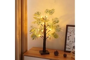 MEDOYOH 16LEDS Palmen Baum Licht, 55cm/21,65 Zoll Höhe Warmweiß Palmenblätter Künstlich Baum Licht, AA-Batterie Inklusive/USB Betriebene für Weihnachten Party Hochzeit Hawaii Deko