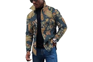 KONG JIMFAN Übergangsjacke Herren,Taste Fahrradjacke Revers Motorradjacke Print Arbeitsjacke Herren Wih Pockets Hemden Freizeit Tops Oberteile Winter Softshelljacke Cardigan Lange Ärmel Mäntel
