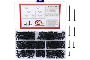 XKQYX 220 Piezas Tornillos Autorroscantes para Madera, Tornillos Autoperforantes de Cabeza Plana Cruzada, Tornillos para Paneles de Yeso, Muebles- M3.5*(16/20/25/30/35/40/50) mm