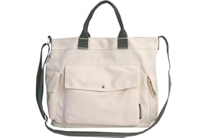 DWDC Bolso de mano de lona, bolso cruzado de lona informal para hombres y mujeres, bolsos de hombro de lona con múltiples bolsillos para la escuela, compras, viajes de trabajo