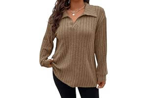 Gemulate Plus Size Jumpers for Women Long Sleeve Tops Ladies Lightweight Striped Oversized Sweater Tshirts and Sweatshirts XL-5XL
