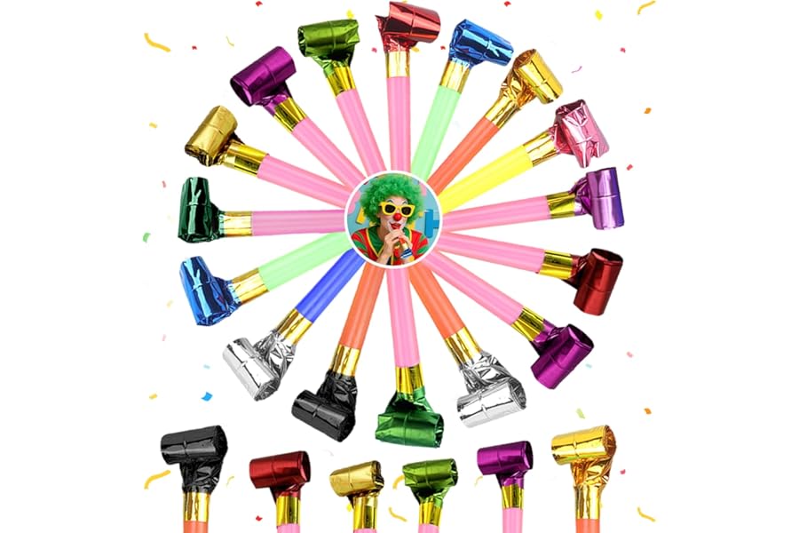 AMFUN 45PCS Party Blowers, Party Whistles Blowers, Blowers Noisemakers, Party Noise Generator for Birthday Party, Anniversary, Graduation, Wedding, Christmas
