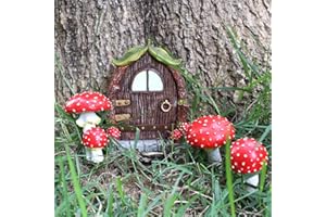 Meyas Miniatur Fee Garten Tür Garten GNOME Outdoor Statuen Fee Garten Zubehör Dekor,Baum Gesicht Outdoor Indoor Wand Dekoration,Garten Skulptur Statuen Glühen im Dunkeln,Freien Fee Garten Dekoration