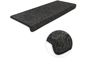 ‎KETTELSERVICE-METZKER Kettelservice-Metzker Stufenmatten Monza Rechteckig Einzeln und SparSet´s Anthrazit 15 Stück Treppenschutz Treppenteppich