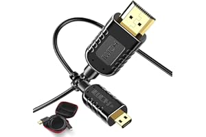 FOINNEX Cable HDMI Micro HDMI Flexible & Delgado 0.6 Metros, Cable Micro HDMI a HDMI Normal Ultra Thin para Gimbal, GoPro Hero, Canon Camera, Soportes Ultra HD 4K@60Hz, 2K, 3D, Ethernet, ARC, HDR