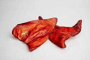 GIOSNAX - Oreilles de bœuf séchées Brun Rouge Grand, Ration mensuelle, friandise, Snack, 100% bœuf, pour Chiens, sans Coquillage, Extra-résistant à la Morsure, Aliment complémentaire, 30 pièces