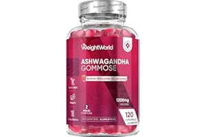 WEIGHTWORLD Ashwagandha Gommose 1200mg, 120 Caramelle Vegane, (2 Mesi di Fornitura), al Gusto Lampone, Gommose con Ashwagandha Polvere, Estratto 30:1 di Radice Withania Somnifera (Ginseng Indiano), Senza Glutine