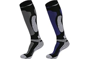 Muezna 2 Paar Merinowolle Skisocken, Herren Damen Knie-Hochleistungs-Thermosocken für Winter, Schnee, Snowboarden, Outdoor-Sport, Jagd