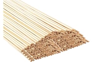 HotKrump 250 varillas de bambú para manualidades,bastones de bambú para manualidades,largas y redondas,varillas de madera naturales,para manualidades,decoración (30 cm x 3 mm),250pcs Bamboo sticker