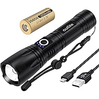 outlite 4500 Lumen LED Taschenlampe Extrem Hell, 5000mAh USB Aufladbar 26650 Batterie Enthalten, 5 Lichtmodi, Zoombar…