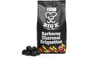 Big K Charcoal Briquettes Bag for BBQ Grill - 10kg Barbecue Charcoal Briquettes Bags with Topline Card for Outdoor Barbeque G