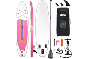 SUDOO 10FT 3M Inflatable Stand Up Paddle Board SUP Board 6” Thick Surfboard Lightweight Non-Slip EVA Deck SUP Package Complete Kit for All Skill Beginners Adults Fishing Yoga Surfing