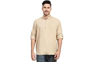 SKAVIJ Herren Kurz Kurta Langen Ärmeln indische Kleidung