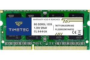 Timetec 8GB DDR3L 1333 MHz PC3-10600 Non ECC Unbuffered 1.35 V CL9 2Rx8 Dual Rank 204 Pin SODIMM Laptop PC Memoria del Computer Modulo RAM Aggiornamento
