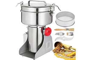 SUCCEBUY VEVOR Mulino Elettrico 1000g per Cereali Mulino per Cereali Professionale 2000W Macinacaffè Elettrico in Acciaio Inox Grinder per Cereali Elettrico 28000RPM Macinatutto per Spezie Cereali Erbe Caffè