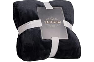 TASTHROW Coperta Vellutata in Pile, Morbida Plaid Divano in Microfibra per Letto, Viaggi (230x270cm, Nero)