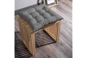 GREATOYAR Cojines para Silla y Asiento, Decoración de Asiento de Jardín Casa Terraza, Cojín Decorativo con Correas de Sujeción, 9 Pespuntes, Fabricado en España, 38 x 38 x 3.5 cm, Pack 4, Gris Oscuro