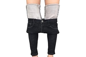 LAEMILIA Womens Winter Fleece Lined Stretchy Jeggings High Waisted Skinny Jeans Yoga Denim Pants