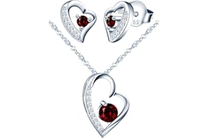 YUMILOK JEWELRY Yumilok-Collar con colgante para mujer S925 Plata de ley Simple Hueco Irregular Corazón Circón Conjunto de aretes colgantes de plata de ley Moderno y hermoso (Rosa)