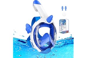 URMAXS Mascara Buceo Niño,Mascara Buceo Snorkel Niños,Gafas Snorkel Niño con Diseño Panorámico Antivaho e Impermeable de 180,con Tapones Impermeables para Los Oídos,Respira Tranqu