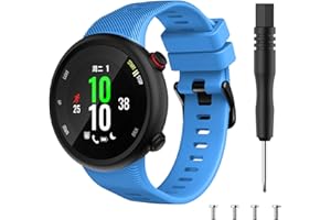 GRANSHO Bracelet de montre en silicone compatible avec Garmin Forerunner 45 / Swim 2 - Boucle noire en acier inoxydable brossé