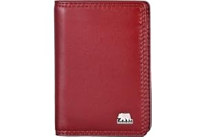 Brown Bear Notizblock-Etui A8 Leder Rot Unisex für Damen und Herren, Echtleder Mini-Schreibmäppchen klein, Karten-Etui mit RFID-Schutz für Bankkarten & Ausweise, ca. 7.5 x 10.8 cm