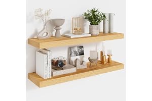 Feihorrm svävande hylla, set om 2, vägghylla ek, 60 cm hylla, hylla vägg