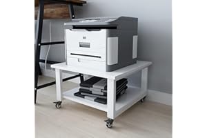 PUNCIA Supporto per Stampante a 2 Livelli Mobili per Stampanti Tavolo Scorrevole per Impieghi Gravosi Carrello Mobile Sotto il Tavolo con Rotelle Ripiano di Stoccaggio per Ufficio e Casa (Bianco)