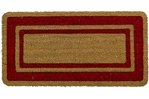 CASA TESSILE Zerbino in Cocco Naturale Bordo 14 per Esterno Porta Entrata Retro Antiscivolo Tappeto Raschiafango - Rosso, 40x90 cm.