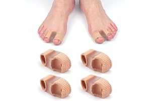 GOSKNOR 4szt Separatory Palców, Zelowe Korygujace Dystanse Palców z 2 Petlami Oddychajace Prostownik Mloteczkowy do Korektora Nakladajacych sie Palców Elastyczny Nakladki na Palce dla Kobiet Mezczyzn