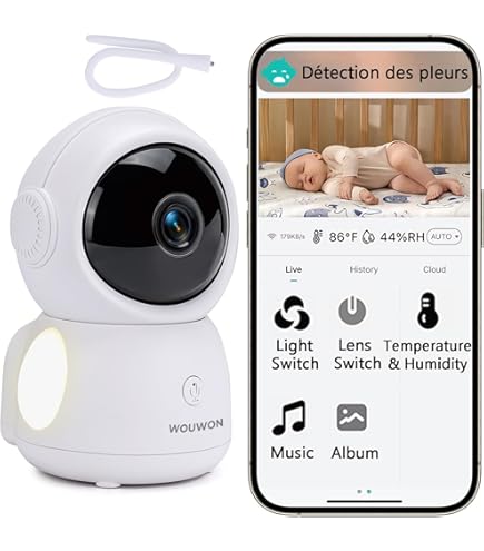 LIONELO Babyline 2.2 Écoute-bébé électronique Avec Veilleuse, Portée Jusqu'à 400 M, Communication Bidirectionnelle, Mode économie EcoVox, Alarme, Batterie Jusqu'à 12 H, Contrôle Du Volume