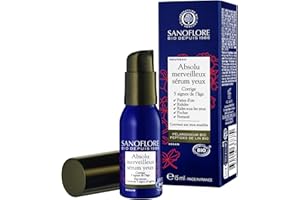 Sanoflore Absolu Merveilleux Sérum Yeux – Sérum Contour Des Yeux Anti-Rides Certifié Bio – Au Pélargonium Bio – Aux peptides de lin Bio – À la Caféine naturelle – 15ml