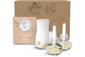 Glade Electric Scented Oil Diffuseur Réglable - Infusé Aux Huiles Essentielles - Jusqu'à 120 Jours De Parfum - Romantic Vanilla Blossom - 1 Diffuseur et 3 recharges de 20ml