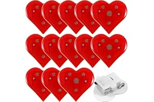 VICASKY 20 Stück Rote Leuchtende Brosche In Herzform Blinkende Herz-Anstecknadel Zum Valentinstag Blinkende Leuchtende Revers-Zubehör Für Hochzeits- Geburtstags- Und Partygeschenke