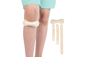 KARM Kids Osgood Schlatter Knee Brace Youth - Kids Patella Brace Strap - Knee Band for Child, Kids, Boys and Girls with 3 Different Length Adjustable Straps for Sports, Knee Pain & MCL (1PC; Beige)